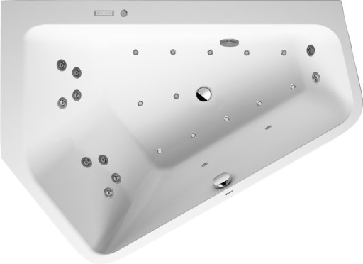 Cada asimetrica cu hidromasaj Duravit Paiova 5 177x130 cm cu Combi-System E  orientare stanga  alb