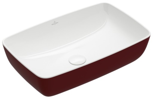 Lavoar tip bol Villeroy & Boch Artis 58x38cm  fara orificiu baterie  fara preaplin  montare pe blat  Bordeaux