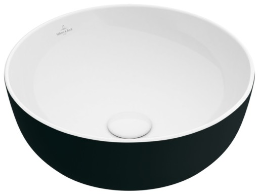 Lavoar tip bol Villeroy & Boch Artis 43cm  fara orificiu baterie  fara preaplin  montare pe blat  Coal Black