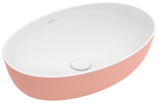 Lavoar tip bol Villeroy & Boch Artis 61x41cm  fara orificiu baterie  fara preaplin  montare pe blat  Powder