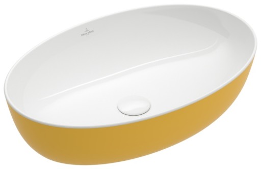 Lavoar tip bol Villeroy & Boch Artis 61x41cm  fara orificiu baterie  fara preaplin  montare pe blat  Indian Summer