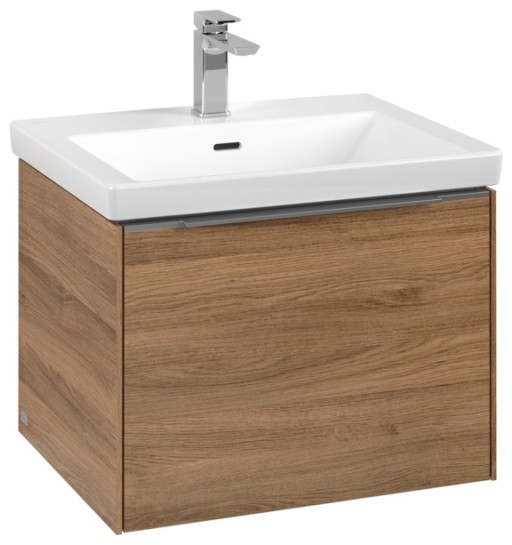 Dulap baza suspendat Villeroy & Boch Subway 3.0 cu iluminare  57x43x46cm  Oak Kansas  maner aluminiu