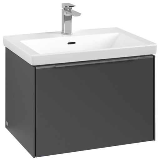 Dulap baza suspendat Villeroy & Boch Subway 3.0 cu iluminare  62x43x48cm  Graphite  maner aluminiu