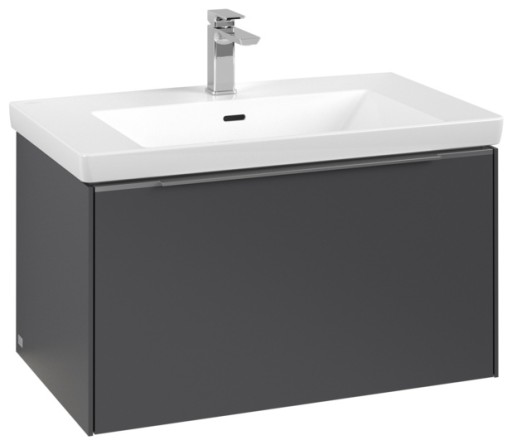 Dulap baza suspendat Villeroy & Boch Subway 3.0 cu iluminare  78x44x46cm  Graphite  maner aluminiu
