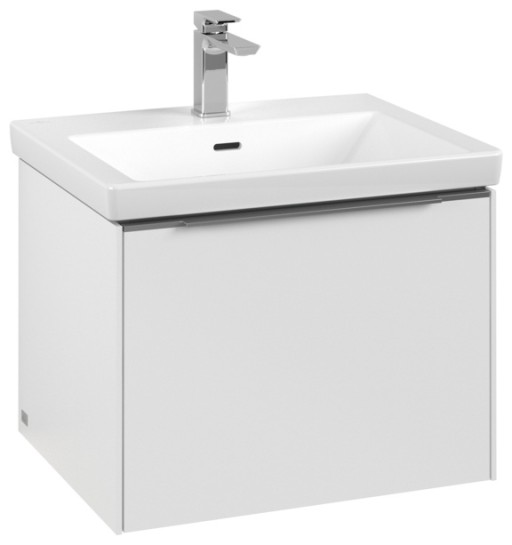 Dulap baza suspendat Villeroy & Boch Subway 3.0 cu iluminare  57x44x46cm  Pure White  maner aluminiu