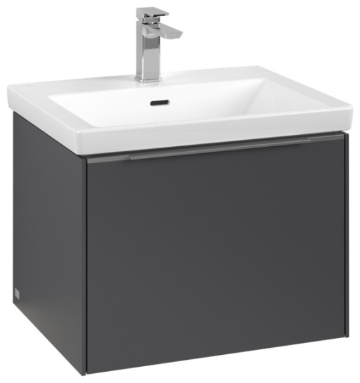 Dulap baza suspendat Villeroy & Boch Subway 3.0 cu iluminare  57x44x46cm  Graphite  maner aluminiu
