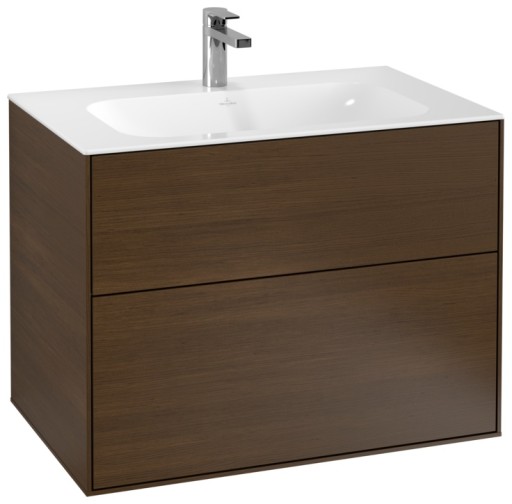 Dulap baza suspendat Villeroy & Boch Finion cu 2 sertare  80x59x50cm  Wallnut Veneer
