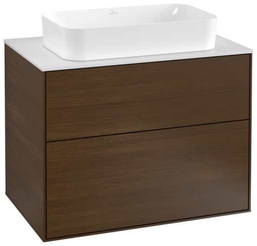 Dulap baza suspendat Villeroy & Boch Finion 80x60x50cm  tip blat  Wallnut Veneer / Glass White Matt