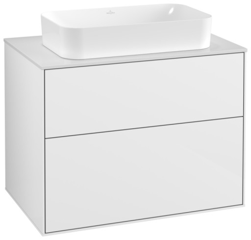 Dulap baza suspendat Villeroy & Boch Finion 80x60x50cm  tip blat  Glossy White Laquer / Glass White Matt