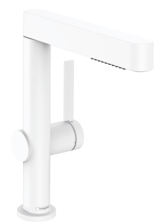 Baterie lavoar Hansgrohe Finoris 230 cu dus extractibil  2 tipuri de jet  ventil push-open  alb mat