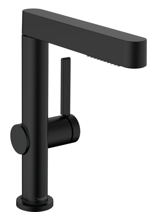 Baterie lavoar Hansgrohe Finoris 230 cu dus extractibil  2 tipuri de jet  ventil push-open  negru mat
