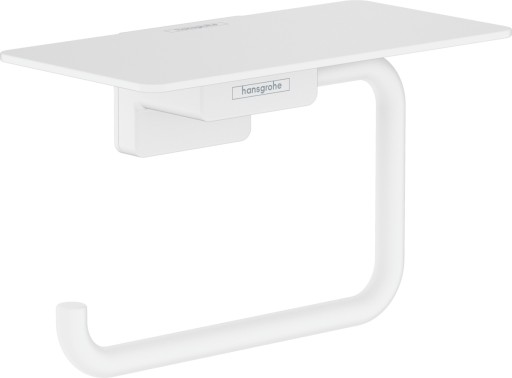 Suport hartie igienica cu raft Hansgrohe AddStoris  alb mat