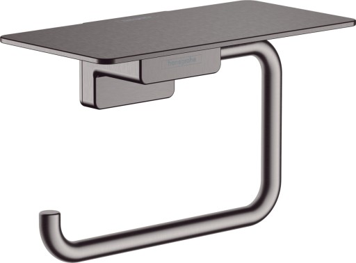 Suport hartie igienica cu raft Hansgrohe AddStoris  negru periat