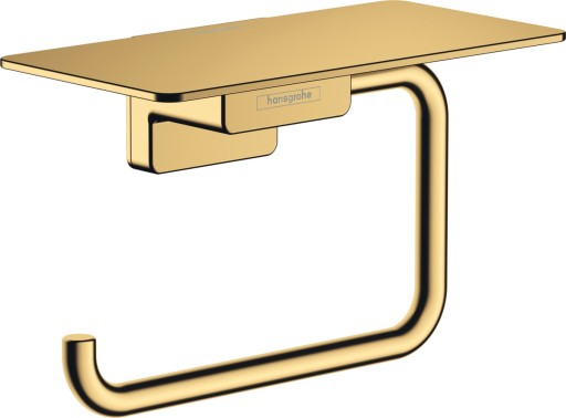 Suport hartie igienica cu raft Hansgrohe AddStoris  gold optic lustruit