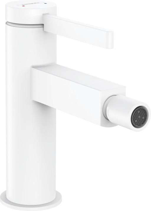 Baterie bideu Hansgrohe Finoris  ventil push-open  alb mat
