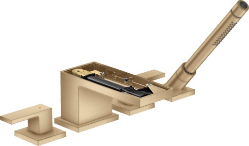 Baterie cu montaj pe cada Axor MyEdition 4 elemente  fara placa superioara  necesita corp ingropat  bronz periat