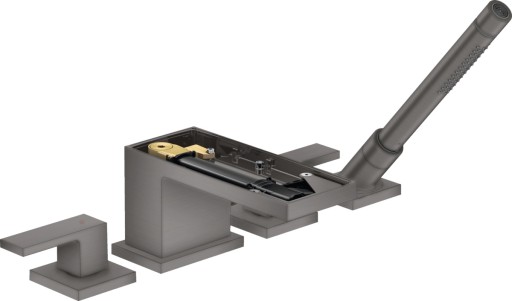 Baterie cu montaj pe cada Axor MyEdition 4 elemente  fara placa superioara  necesita corp ingropat  crom negru periat