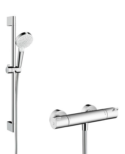 Baterie dus termostatata Hansgrohe Ecostat 1001 CL cu set de dus Crometta Vario cu bara 0.65m