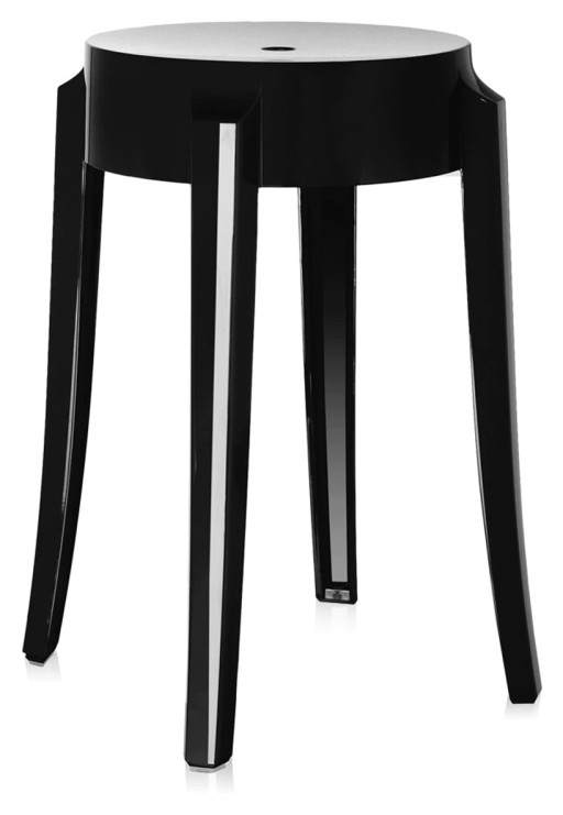 Set 2 scaune Kartell Charles Ghost design Philippe Starck  h45cm  negru lucios