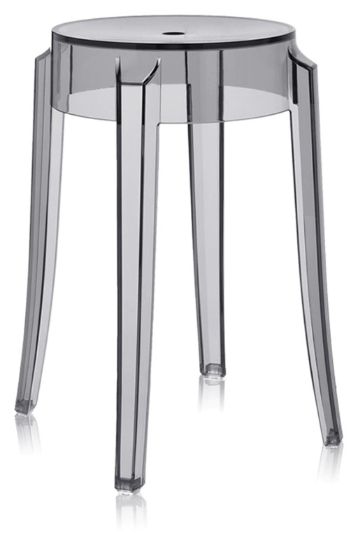 Set 2 scaune Kartell Charles Ghost design Philippe Starck  h45cm  gri transparent