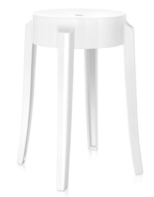 Set 2 scaune Kartell Charles Ghost design Philippe Starck  h45cm  alb lucios