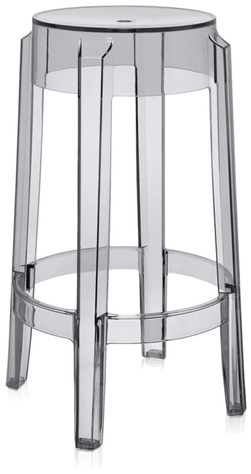 Set 2 scaune Kartell Charles Ghost 2005 design Philippe Starck  h65cm  gri transparent