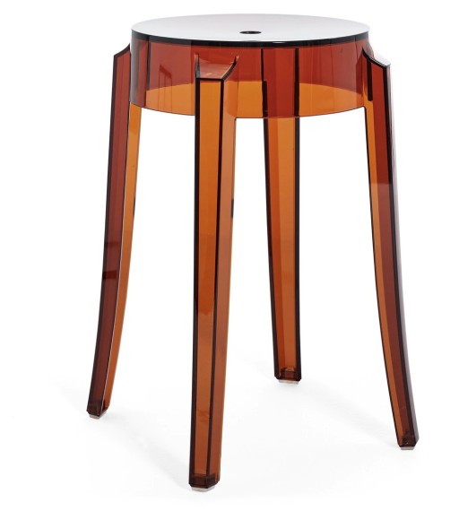 Set 2 scaune Kartell Charles Ghost design Philippe Starck  h45cm  maro transparent