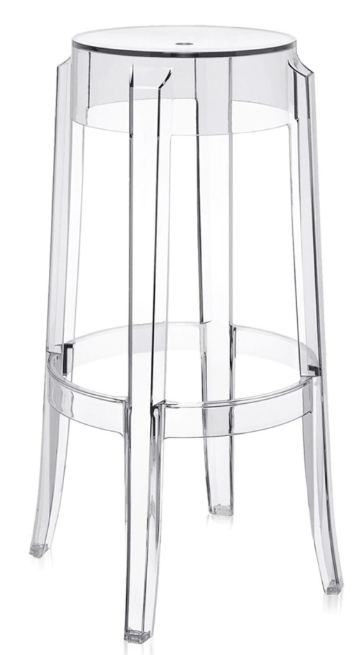 Set 2 scaune bar Kartell Charles Ghost 2005 design Philippe Starck  h75cm   transparent