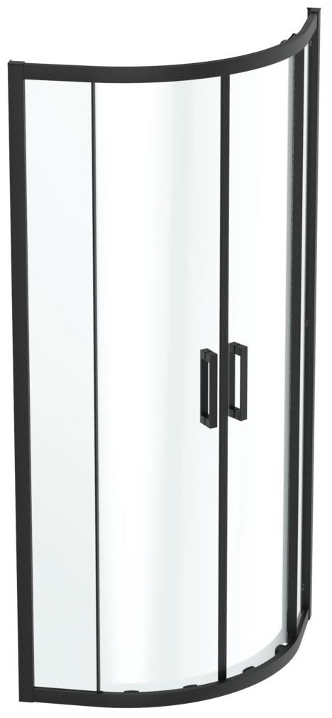 Cabina de dus semirotunda Ideal Standard Connect 2 80x80cm  usi culisante  sticla 6mm tratata IdealClean  profil negru mat