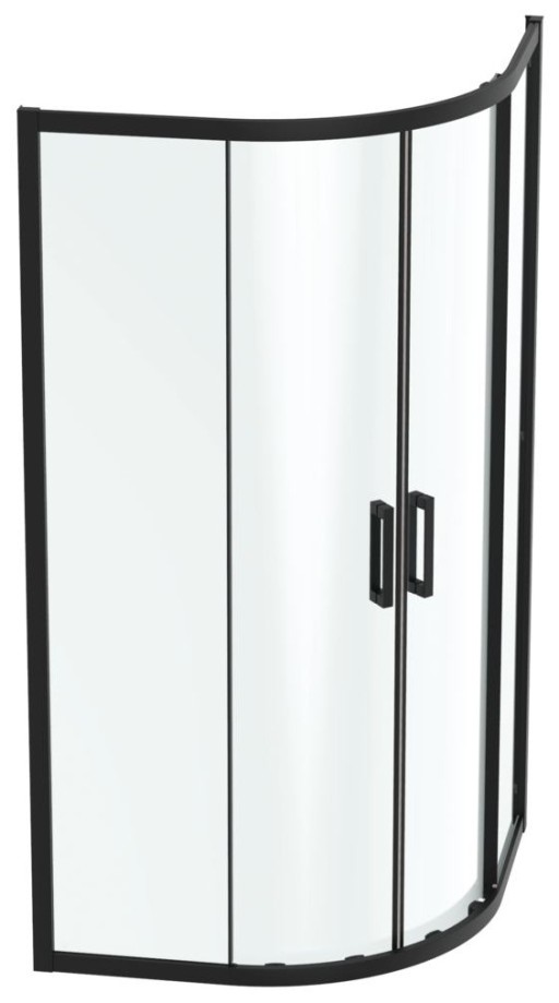 Cabina de dus semirotunda Ideal Standard Connect 2 100x100cm  usi culisante  sticla 6mm tratata IdealClean  profil negru mat