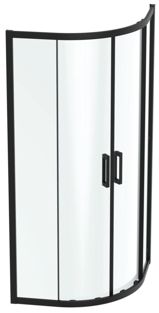 Cabina de dus semirotunda Ideal Standard Connect 2 90x90cm  usi culisante  sticla 6mm tratata IdealClean  profil negru mat
