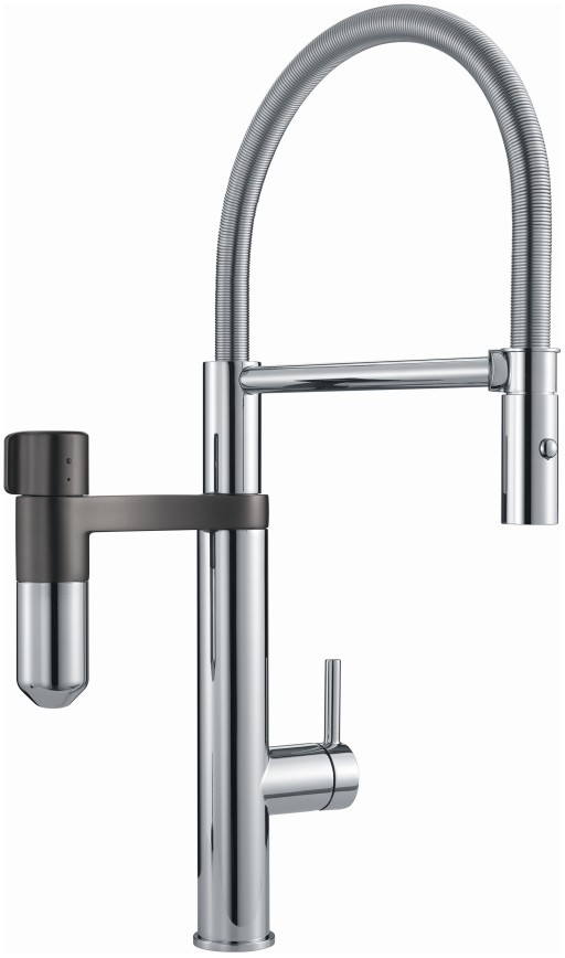 Baterie bucatarie Franke Vital Semi-Pro  pipa flexibila cu 2 jeturi  sistem filtrare integrat  Crom/Gun Metal