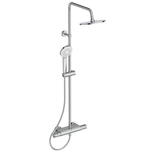 Coloana de dus Ideal Standard IdealRain cu baterie termostatata Ceratherm T50  palarie Round 200mm si etajera