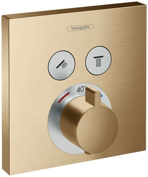 Baterie cada - dus termostatata Hansgrohe ShowerSelect cu montaj incastrat  necesita corp ingropat  bronz periat
