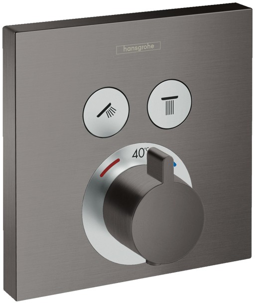 Baterie cada - dus termostatata Hansgrohe ShowerSelect cu montaj incastrat  necesita corp ingropat  negru periat