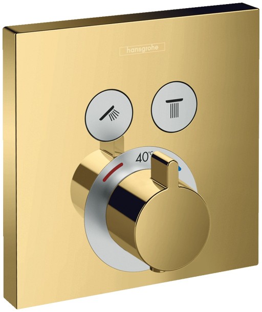 Baterie cada - dus termostatata Hansgrohe ShowerSelect cu montaj incastrat  necesita corp ingropat  gold optic lustruit