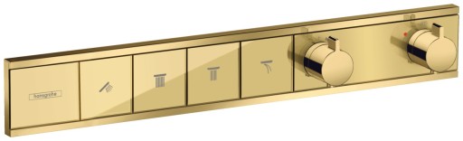 Baterie cada - dus termostatata Hansgrohe RainSelect cu 4 functii  montaj incastrat  necesita corp ingropat  gold optic lustruit