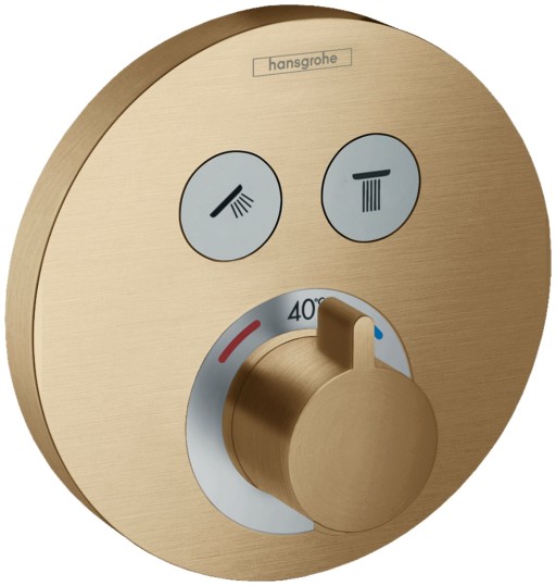 Baterie cada - dus termostatata Hansgrohe ShowerSelect S cu montaj incastrat  necesita corp ingropat  bronz periat