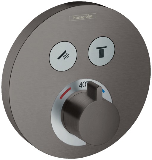 Baterie cada - dus termostatata Hansgrohe ShowerSelect S cu montaj incastrat  necesita corp ingropat  negru periat
