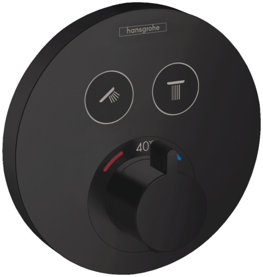 Baterie cada - dus termostatata Hansgrohe ShowerSelect S cu montaj incastrat  necesita corp ingropat  negru mat