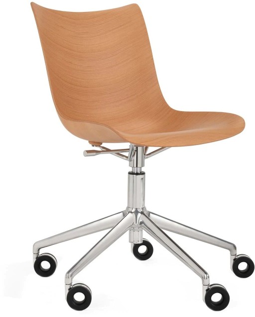 Scaun birou Kartell P/Wood design Philippe Stark  baza crom  Light Wood