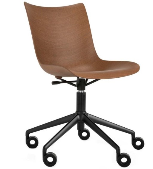 Scaun birou Kartell P/Wood design Philippe Stark  baza negru  Dark Wood