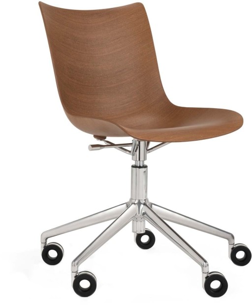 Scaun birou Kartell P/Wood design Philippe Stark  baza crom  Dark Wood