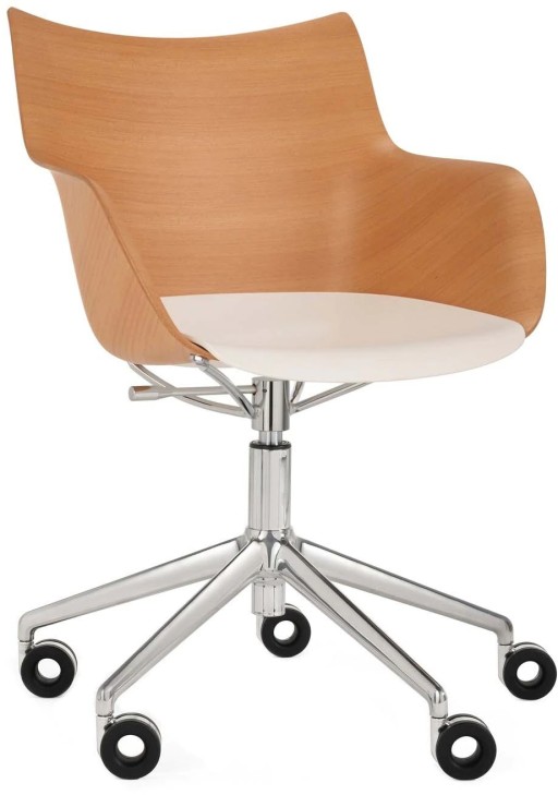 Scaun birou Kartell Q/Wood design Philippe Stark  baza crom  Light Wood