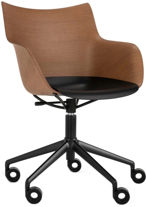 Scaun birou Kartell Q/Wood design Philippe Stark  baza negru  Dark Wood