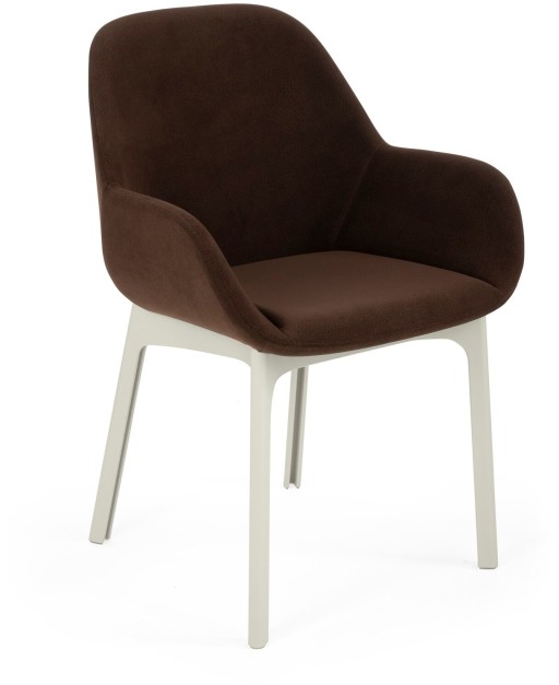 Scaun Kartell Clap design Patricia Urquiola  baza alb  tapiterie Aquaclean maro