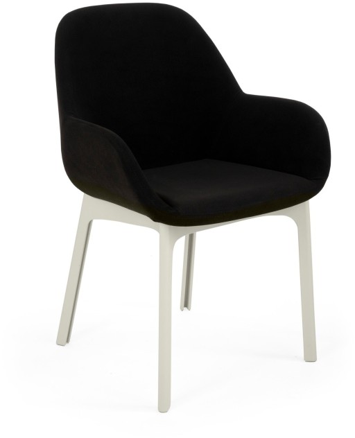 Scaun Kartell Clap design Patricia Urquiola  baza alb  tapiterie Aquaclean negru