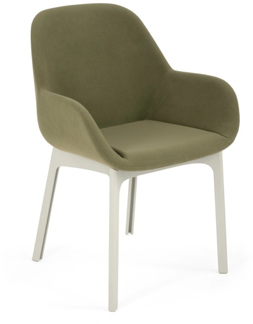 Scaun Kartell Clap design Patricia Urquiola  baza alb  tapiterie Aquaclean verde