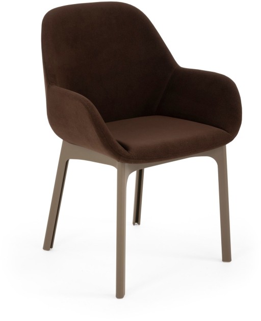 Scaun Kartell Clap design Patricia Urquiola  baza grej  tapiterie Aquaclean maro