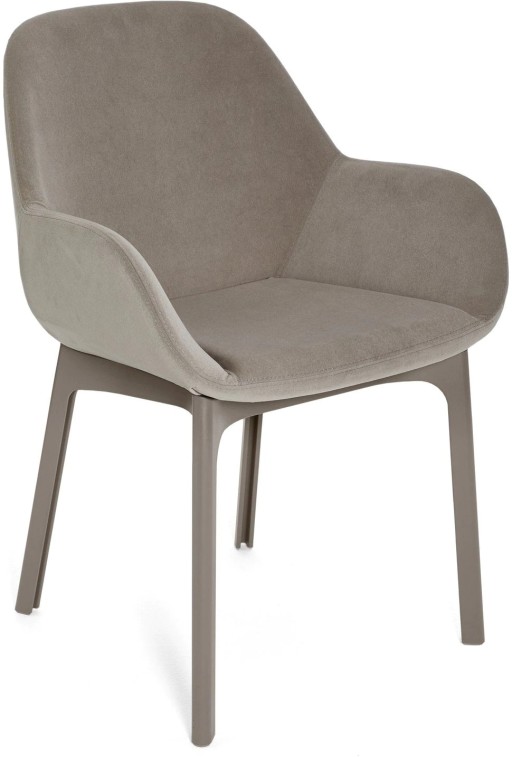 Scaun Kartell Clap design Patricia Urquiola  baza grej  tapiterie Aquaclean ecru